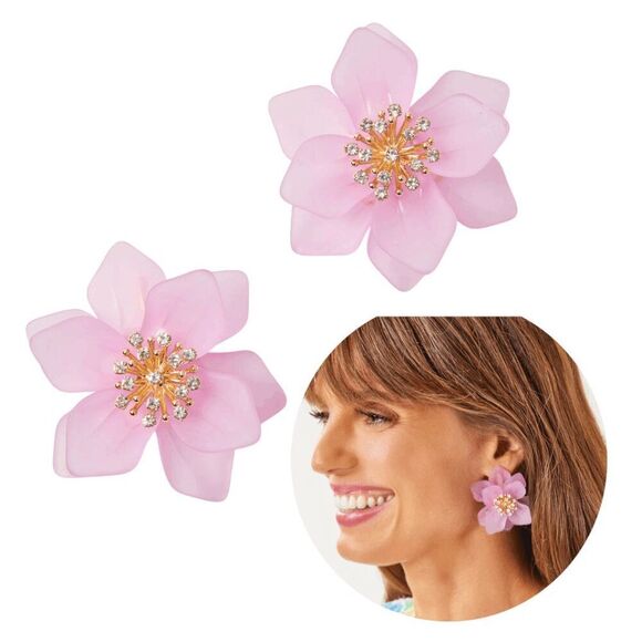 🌺 LILLY PULITZER Oversized Orchid Garden Earrings NEW WITH GIFT BAG - Picture 1 of 14